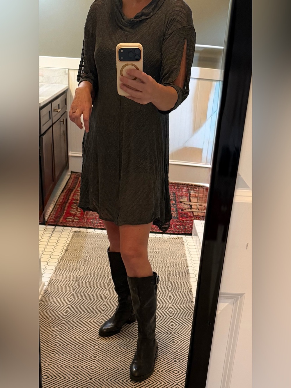 Charcoal gray sheer tunic dress from Focus Casual Life - medium